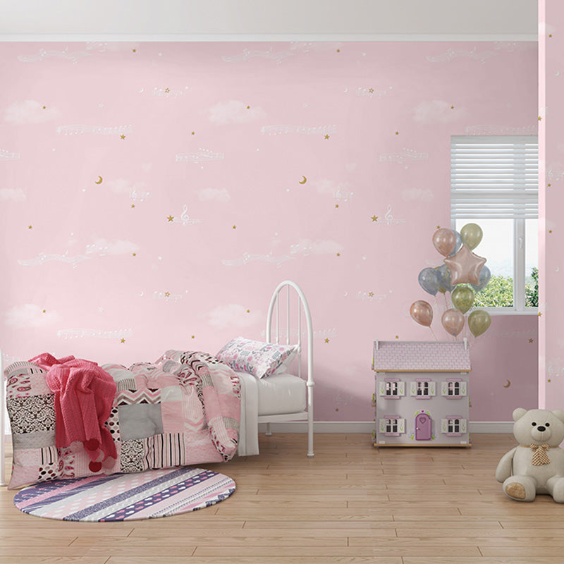 Musical Notes Wall Covering for Children Bedroom Simplicity Wallpaper Roll, Non-Pasted, 31' by 20.5