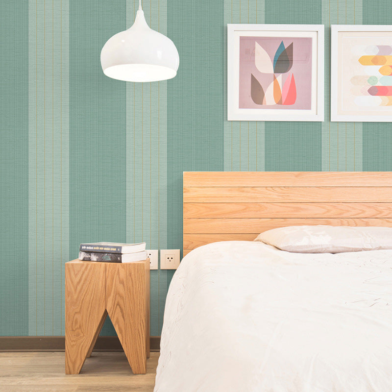 Postmodern Wallpaper Roll in Neutral Color Vertical Stripe Wall Covering for Bedroom, 20.5