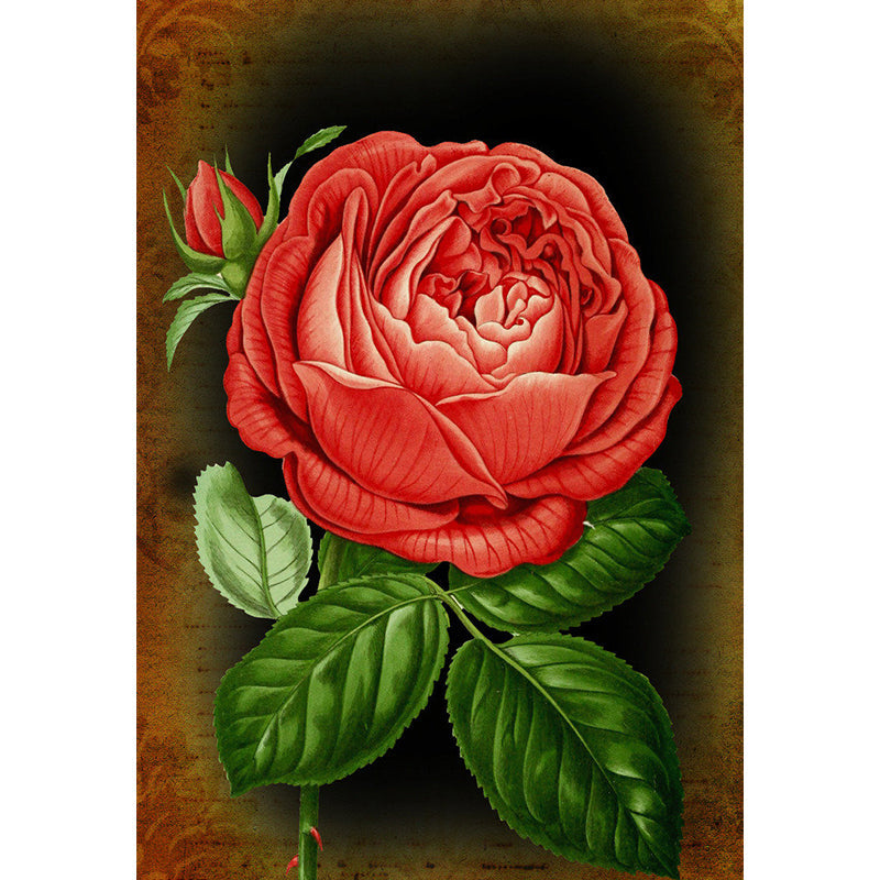 Decorative Blossoming Rose Wall Mural Non-Woven Fabric Retro Wall Covering for Bedroom Clearhalo 'Wall Decor' 'Wall Mural' 1120689