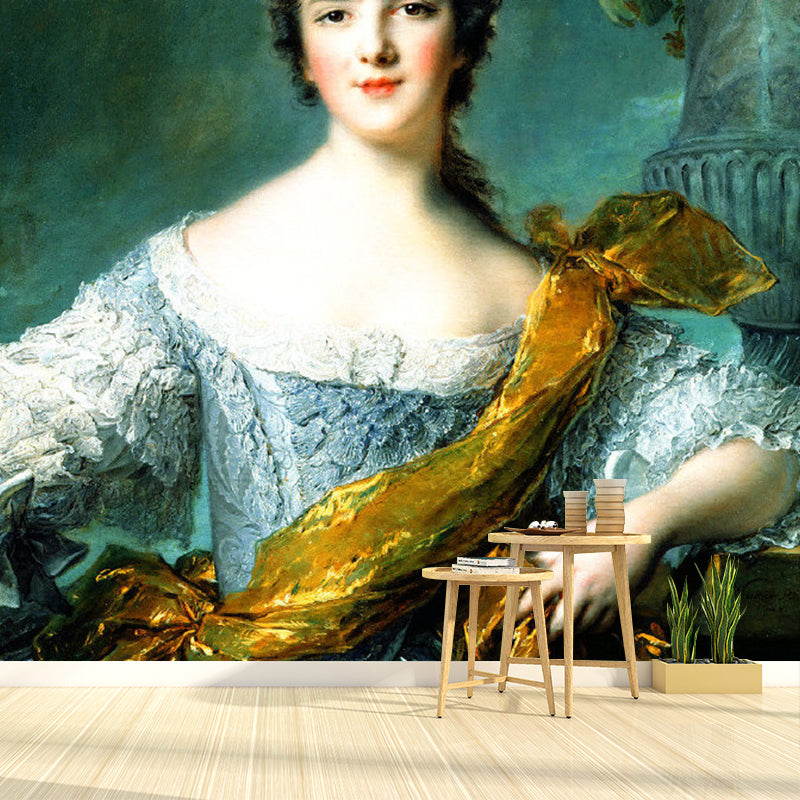 Yellow and Blue European Mural Wallpaper Personalized Size Fairy Lady Wall Decor for Bedroom Clearhalo 'Wall Decor' 'Wall Mural' 1120896