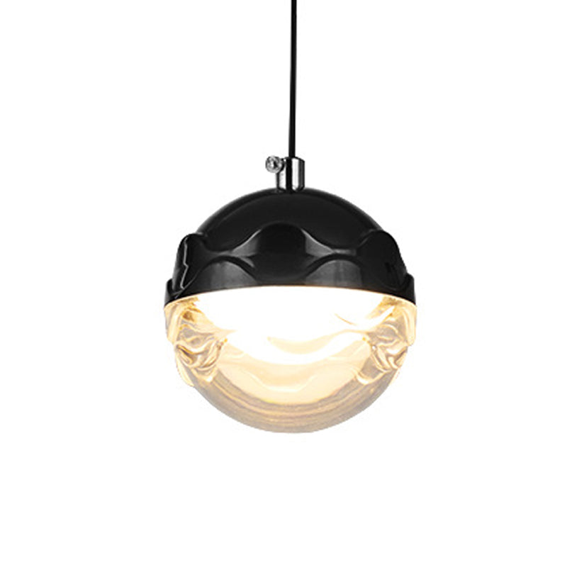 Simple Globe Acrylic Suspension Light LED Down Lighting Pendant in Black for Bedroom Clearhalo 'Ceiling Lights' 'Glass shade' 'Glass' 'Modern Pendants' 'Modern' 'Pendant Lights' 'Pendants' Lighting' 1125174