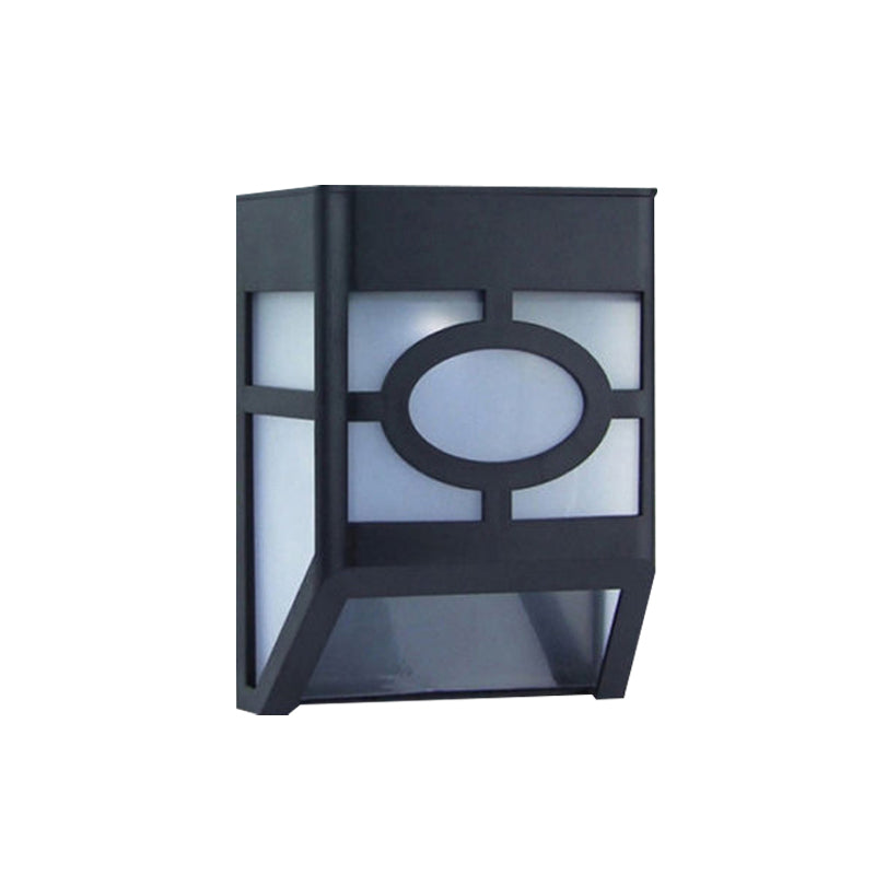 Outdoor RGB LED Wall Sconce Simple Black Solar Powered Wall Mount Lamp with Box Plastic Shade Clearhalo 'Wall Lamps & Sconces' 'Wall Lights' Lighting' 1125793