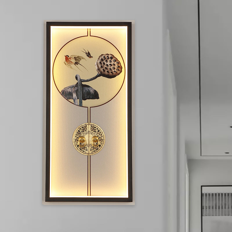 Door Lock Wall Mount Mural Lamp Chinese Aluminum Black and Gold LED Sconce Light Fixture Clearhalo 'Wall Lamps & Sconces' 'Wall Lights' Lighting' 1125904