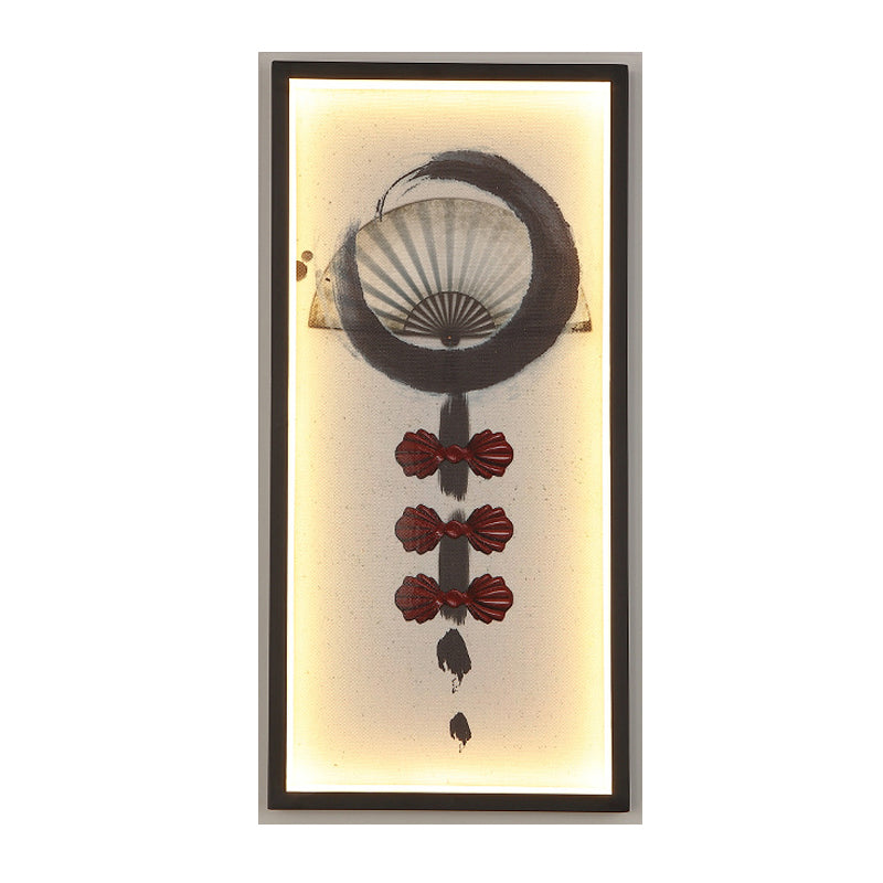 Abstract Living Room Wall Mural Lighting Aluminum Chinese Style LED Wall Sconce in Black Clearhalo 'Wall Lamps & Sconces' 'Wall Lights' Lighting' 1125917