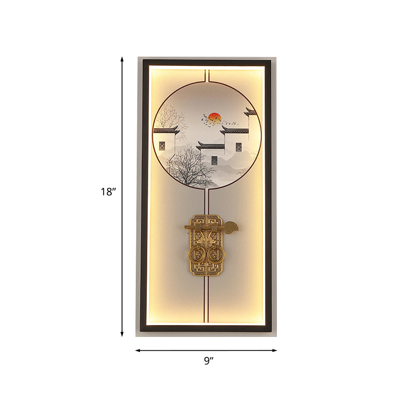 Metal House and Door Lock Wall Light Chinese Black LED Mural Lighting for Living Room Clearhalo 'Wall Lamps & Sconces' 'Wall Lights' Lighting' 1125963