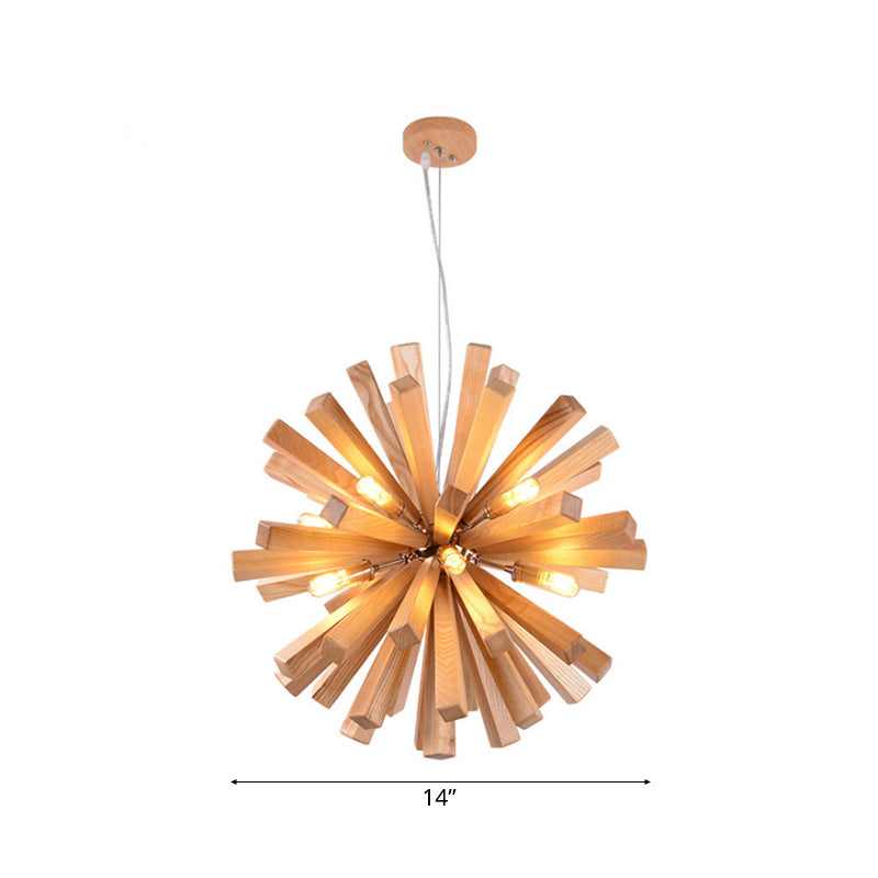 Starburst Chandelier Pendant Light Modernism Wood 14