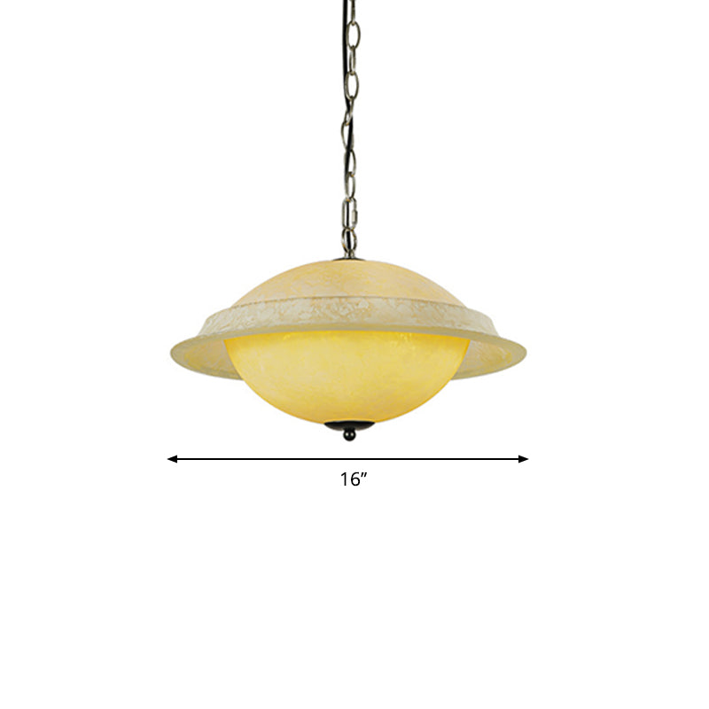 Modern UFO Shaped Hanging Lamp Yellow Glass Single-Bulb Dining Room Ceiling Pendant Clearhalo 'Ceiling Lights' 'Glass shade' 'Glass' 'Modern Pendants' 'Modern' 'Pendant Lights' 'Pendants' Lighting' 1135690