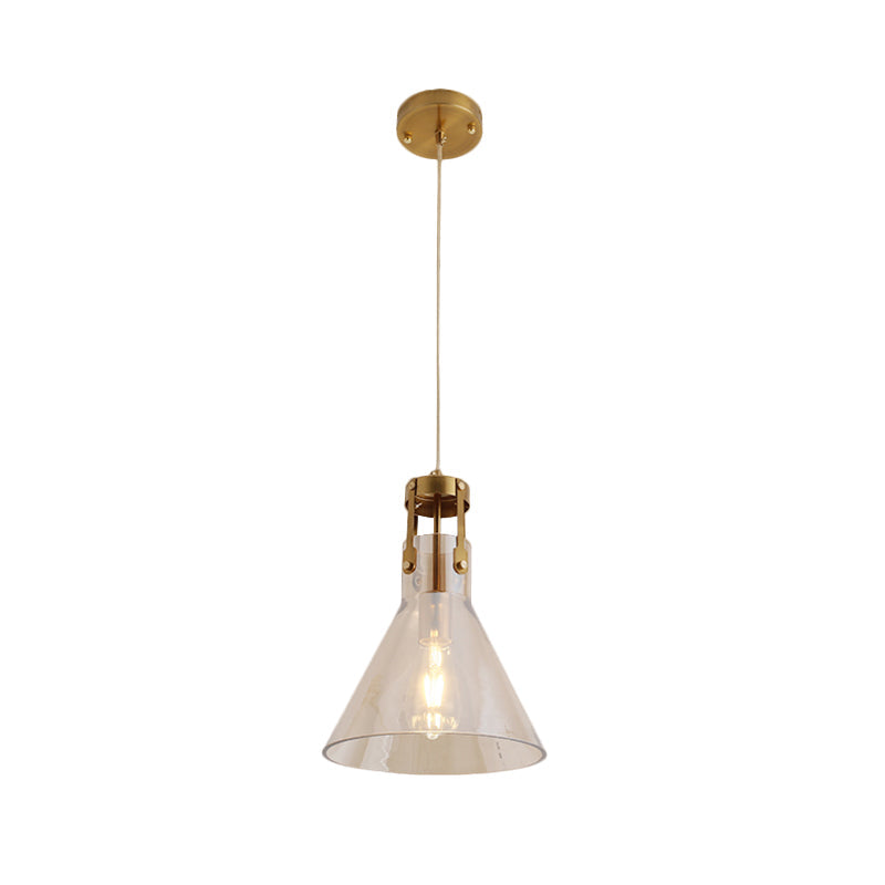 Horn Kitchen Table Hanging Pendant Cognac Glass 1 Bulb Simple Style Suspension Lighting Clearhalo 'Ceiling Lights' 'Close To Ceiling Lights' 'Glass shade' 'Glass' 'Modern Pendants' 'Modern' 'Pendant Lights' 'Pendants' Lighting' 1135705