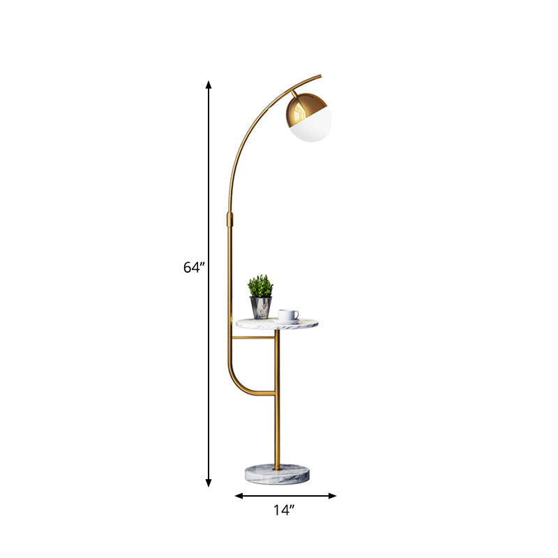 Gold Finish Ball Floor Table Lamp Postmodern 1-Light Metallic Standing Floor Light Clearhalo 'Floor Lamps' 'Lamps' Lighting' 1135897