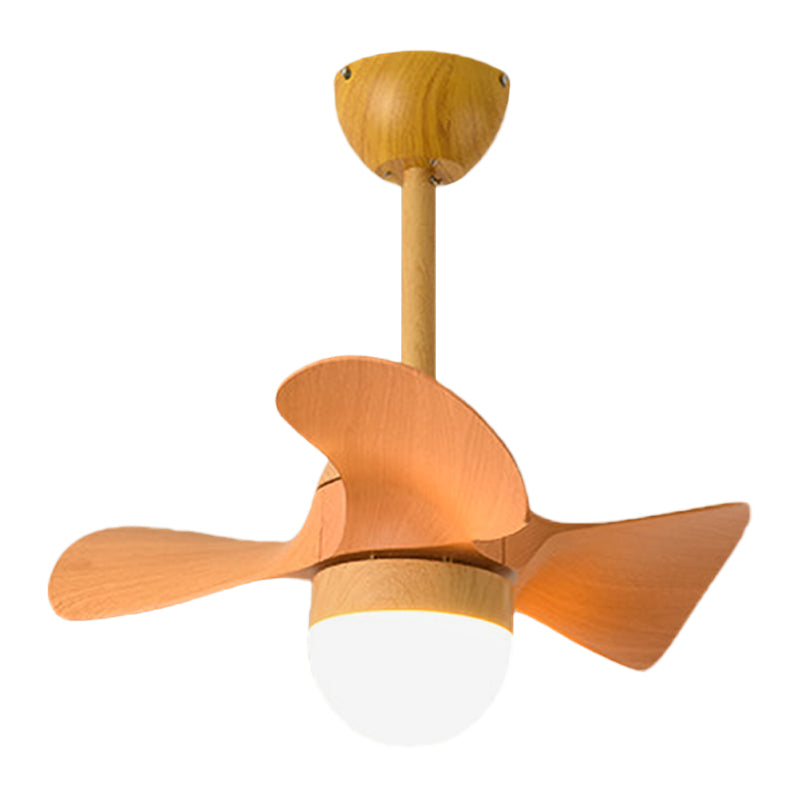 Orange Small Semi Flush Ceiling Fan Macaron Wood 23