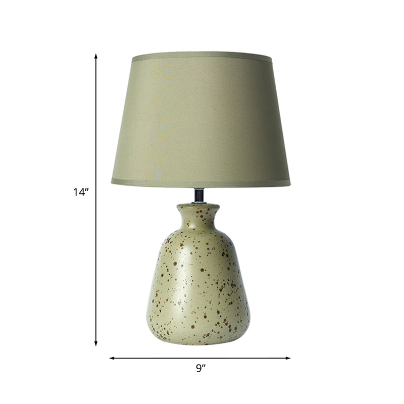 Ceramics Pottery Reading Book Light Rustic 3-Bulb Bedside Night Table Lamp with Shade in Light Green Clearhalo 'Lamps' 'Table Lamps' Lighting' 1136648