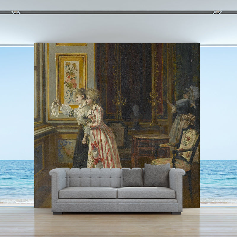 Huge Oil Painting Mural in Brown Non-Woven Material Wall Art for Bedroom, Custom-Made Clearhalo 'Wall Decor' 'Wall Mural' 1150618