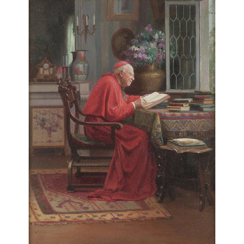 Catholic Cardinal Reading Mural Wallpaper Vintage Moisture Resistant Living Room Wall Art Clearhalo 'Wall Decor' 'Wall Mural' 1150701