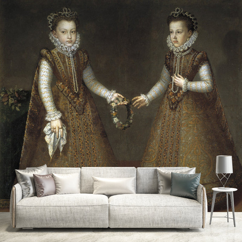 The Twins Wallpaper Murals Brown Victorian Period Wall Covering for Living Room Decoration Clearhalo 'Wall Decor' 'Wall Mural' 1150805