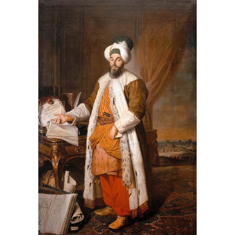 Portrait of Cairo Man Murals Retro Moisture Resistant Living Room Wall Decoration in Orange Clearhalo 'Wall Decor' 'Wall Mural' 1150876