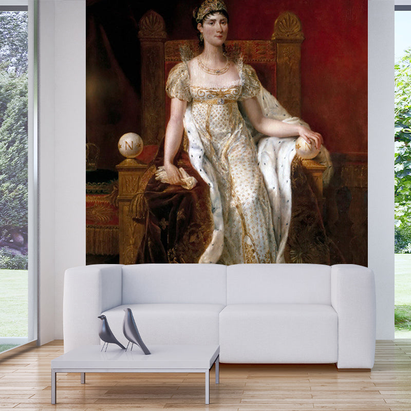 Vintage Empire Josephine Wallpaper Mural in Red and White Water Resistant Wall Covering for Home Clearhalo 'Wall Decor' 'Wall Mural' 1150935