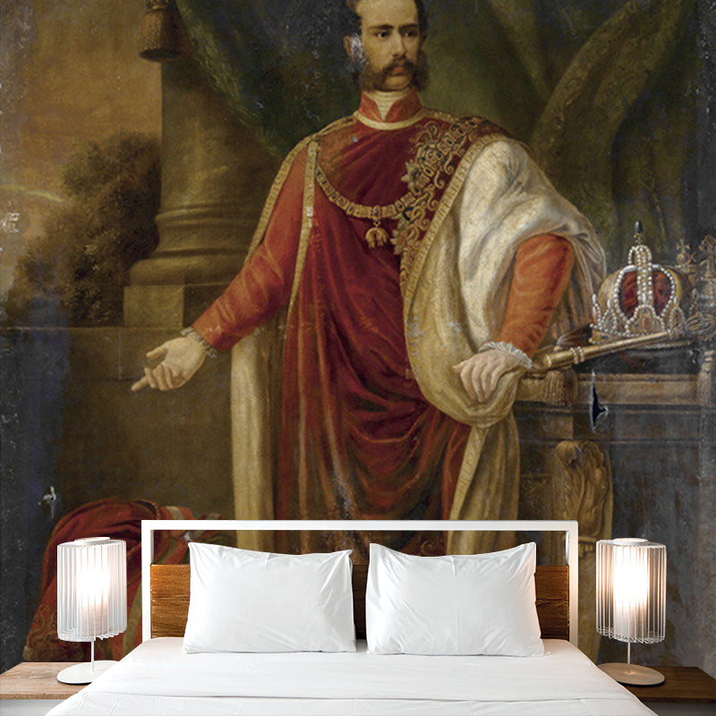 Emperor Franz Josef Portrait Murals Classical Smooth-Texture Wall Covering in Red Brown Red Brown Clearhalo 'Wall Decor' 'Wall Mural' 1151038