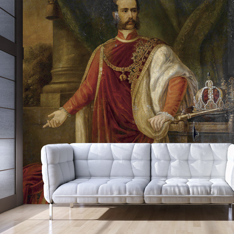 Emperor Franz Josef Portrait Murals Classical Smooth-Texture Wall Covering in Red Brown Clearhalo 'Wall Decor' 'Wall Mural' 1151039