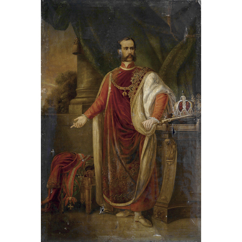 Emperor Franz Josef Portrait Murals Classical Smooth-Texture Wall Covering in Red Brown Clearhalo 'Wall Decor' 'Wall Mural' 1151041