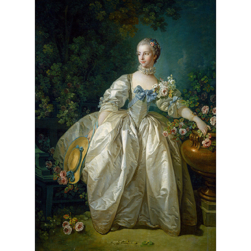 Madame Bergeret Portrait Wall Mural Victoria Non-Woven Wall Covering in White-Green Clearhalo 'Wall Decor' 'Wall Mural' 1151076