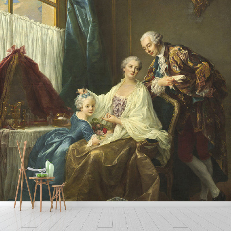 Classical Family Portrait Wall Mural Brown Moisture Resistant Wall Art for Room Decoration Clearhalo 'Wall Decor' 'Wall Mural' 1151119