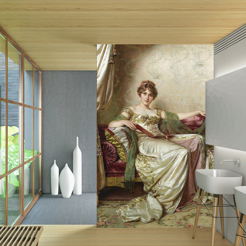 Illustration Fairy Lady Wall Mural Giant Wall Covering for Guest Room, Custom-Printed Brown Clearhalo 'Wall Decor' 'Wall Mural' 1151411