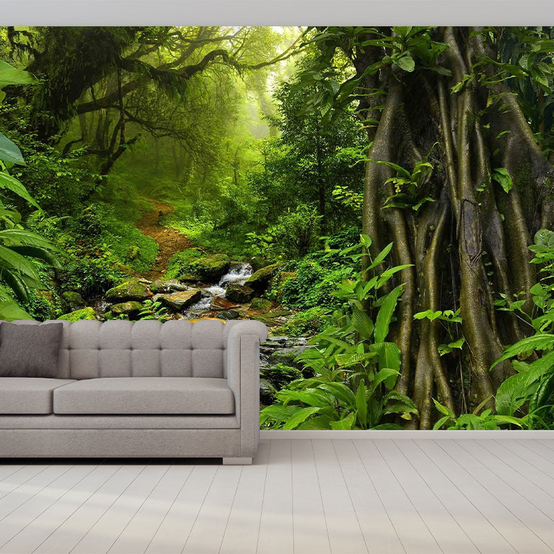 Green Contemporary Wall Art Personalized Size Deep Forest Mural Wallpaper for Dining Room Clearhalo 'Wall Decor' 'Wall Mural' 1151528