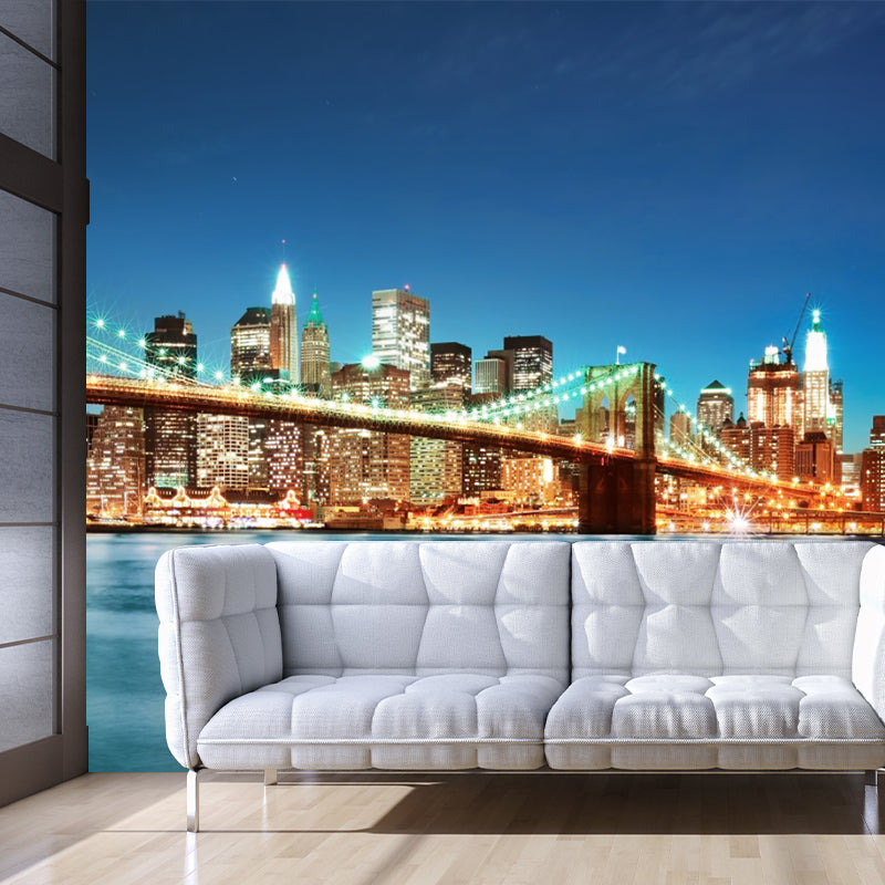 Waterproofing Bridge and River Mural Wallpaper Custom-Made Contemporary Wall Decor for Meeting Room Clearhalo 'Wall Decor' 'Wall Mural' 1151578