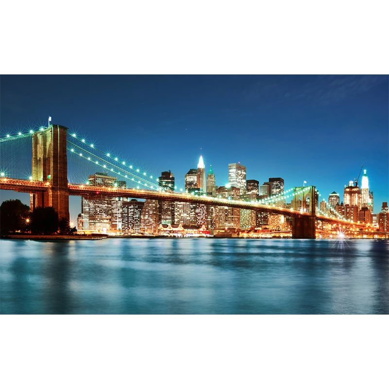Waterproofing Bridge and River Mural Wallpaper Custom-Made Contemporary Wall Decor for Meeting Room Clearhalo 'Wall Decor' 'Wall Mural' 1151579