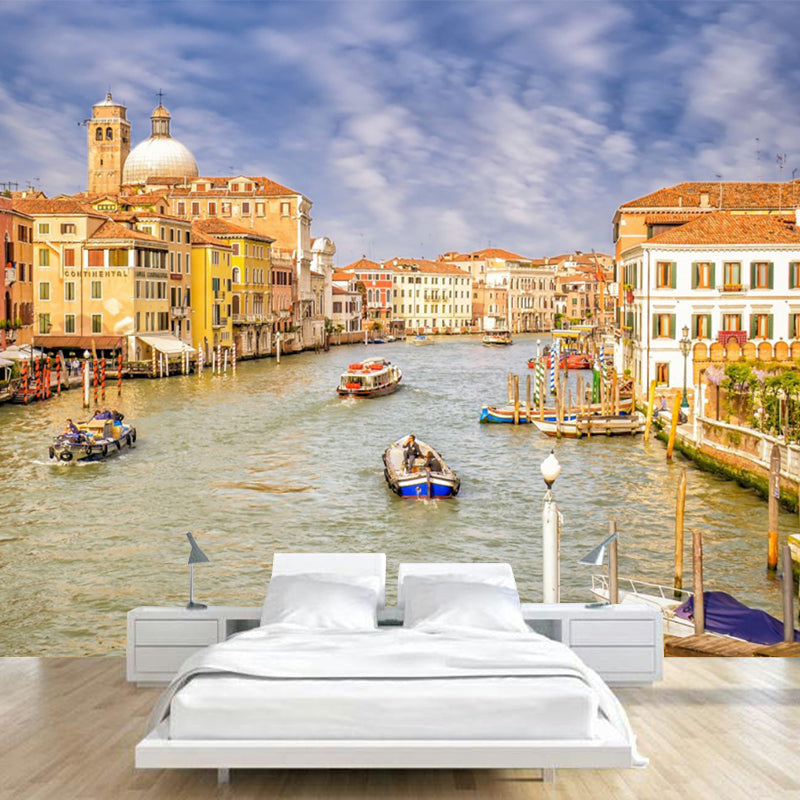 Moisture-Resistant Venice Town Wall Art Non-Woven Fabric Minimalist Wall Mural Decal for Living Room Clearhalo 'Wall Decor' 'Wall Mural' 1151617