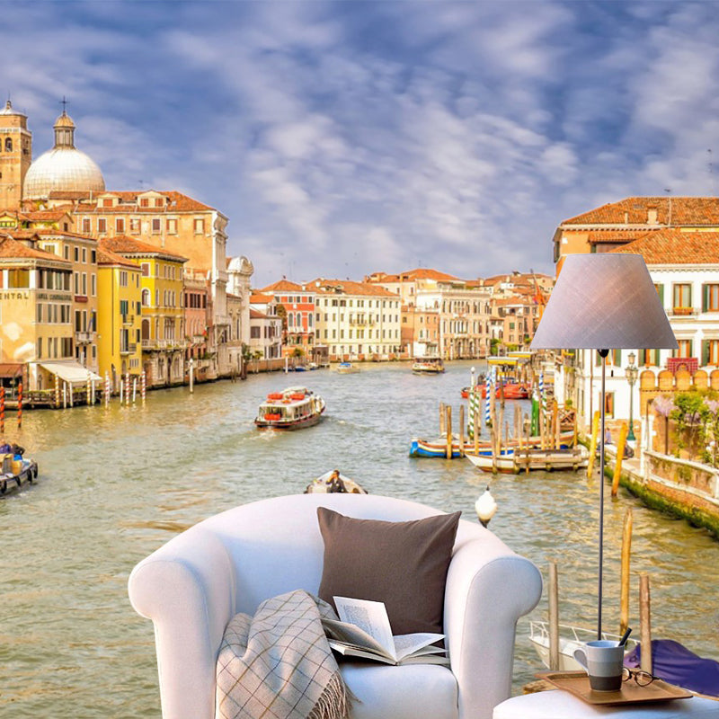 Moisture-Resistant Venice Town Wall Art Non-Woven Fabric Minimalist Wall Mural Decal for Living Room Clearhalo 'Wall Decor' 'Wall Mural' 1151618