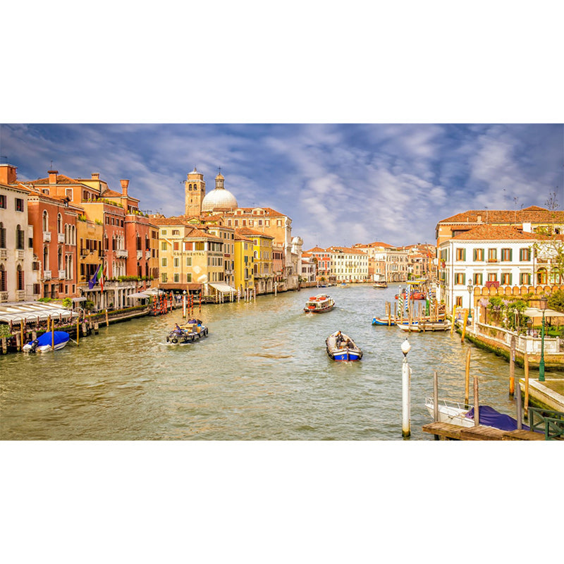 Moisture-Resistant Venice Town Wall Art Non-Woven Fabric Minimalist Wall Mural Decal for Living Room Clearhalo 'Wall Decor' 'Wall Mural' 1151619