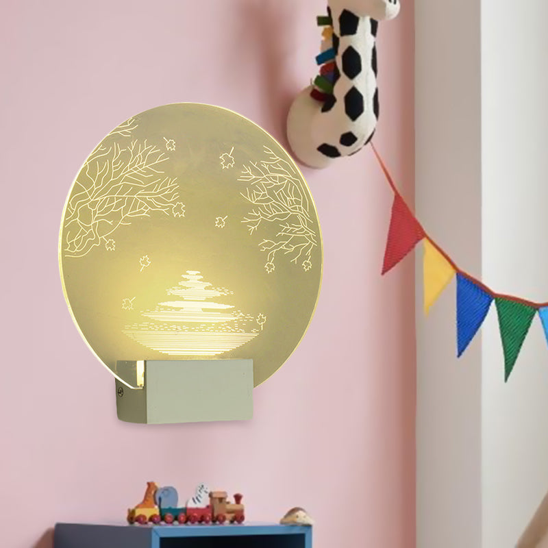 Acrylic Rounded Ripple and Tree Mural Light Oriental Style LED Clear Wall Mounted Lamp Clear Clearhalo 'Wall Lamps & Sconces' 'Wall Lights' Lighting' 1155307