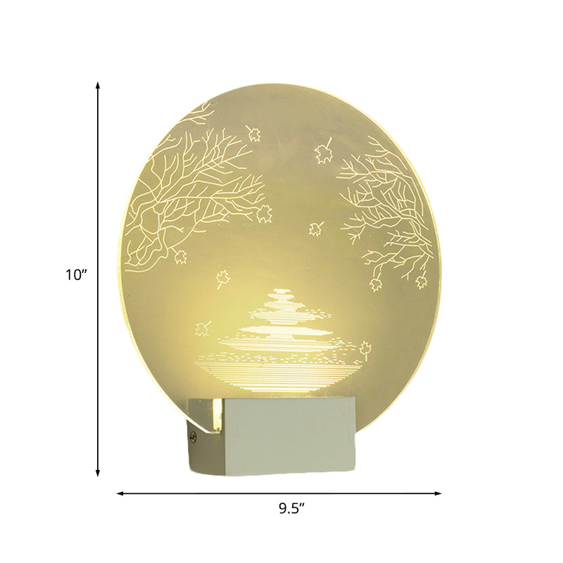 Acrylic Rounded Ripple and Tree Mural Light Oriental Style LED Clear Wall Mounted Lamp Clearhalo 'Wall Lamps & Sconces' 'Wall Lights' Lighting' 1155310