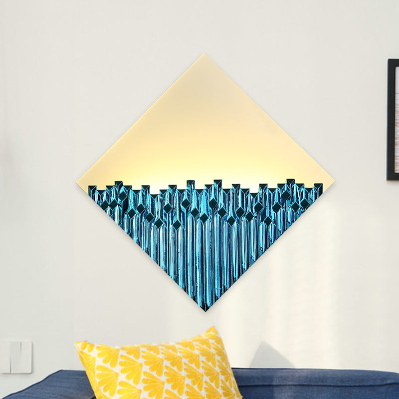 Asia LED Wall Mounted Light Fixture Acrylic Gold/Blue Harlequin Shaped Metallic Surface Wall Mural Lamp Clearhalo 'Wall Lamps & Sconces' 'Wall Lights' Lighting' 1155388