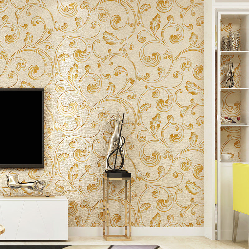 Plants Light-Color Wallpaper Swirl Flower Unpasted Wall Covering for Living Room Deco Clearhalo 'Wall Decor' 'Wallpaper' 1169981