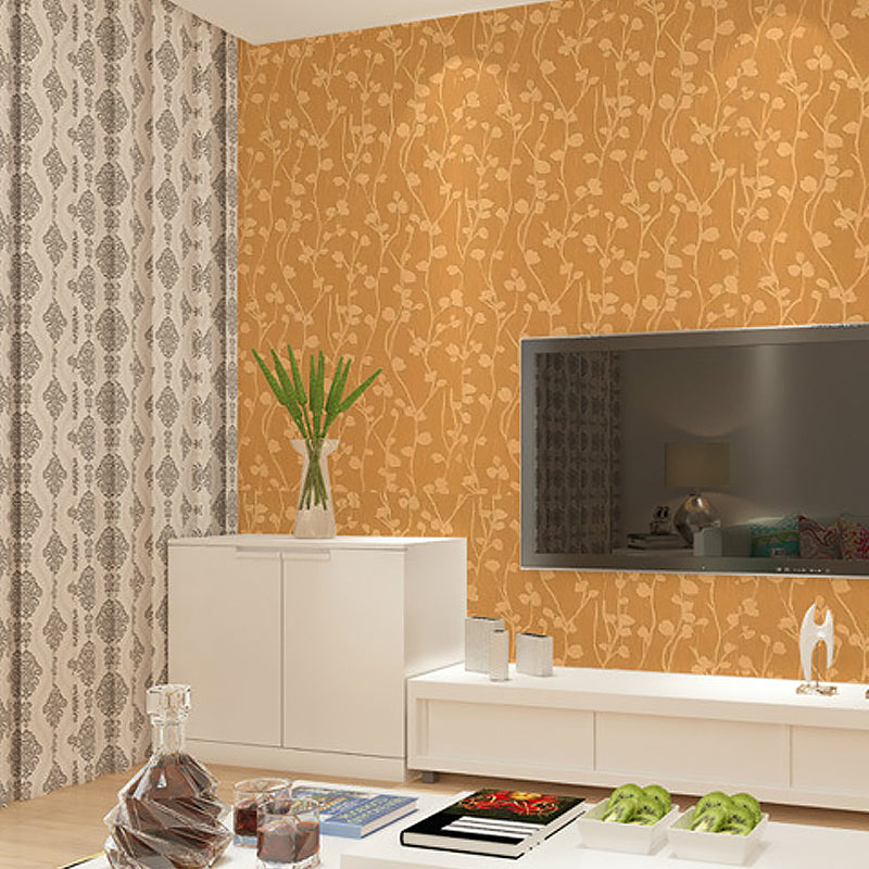 Shimmer Vinyl Plant Wallpaper Rust Peel and Stick Removable Wall Covering, 19.5' L x 23.5