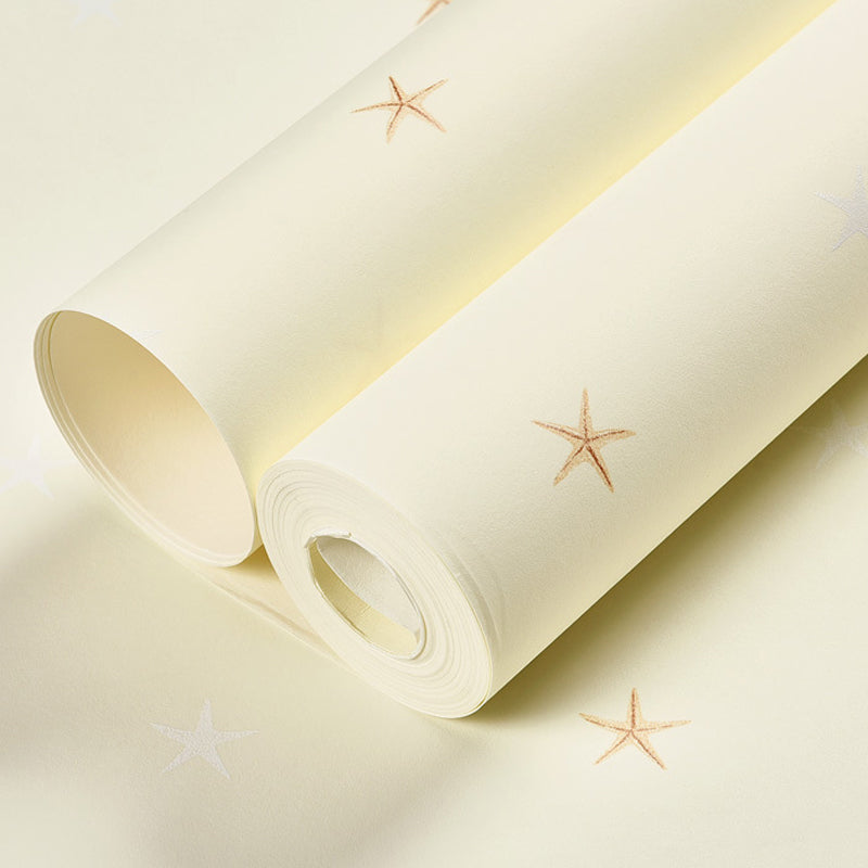 Star Boy Girl Wallpaper Roll Children's Bedroom Non-Woven Texture Wall Decor in Soft Color Clearhalo 'Wall Decor' 'Wallpaper' 1170274