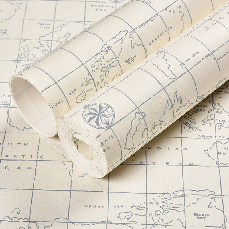 World Map Kids Wallpaper Roll for Bedroom Non-Woven Fabric Wall Art, 33' x 20.5