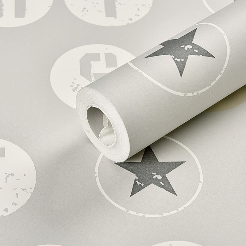 Removable Novelty Kids Wallpaper Roll with Star and Letter Pattern Soft Color Wall Covering, Self Stick Clearhalo 'Wall Decor' 'Wallpaper' 1170656