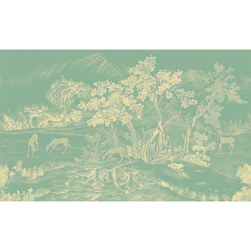 Chinese Forest Landscape Wallpaper Mural Lake Green Moisture Resistant Wall Art for Bedroom Clearhalo 'Wall Decor' 'Wall Mural' 1170870