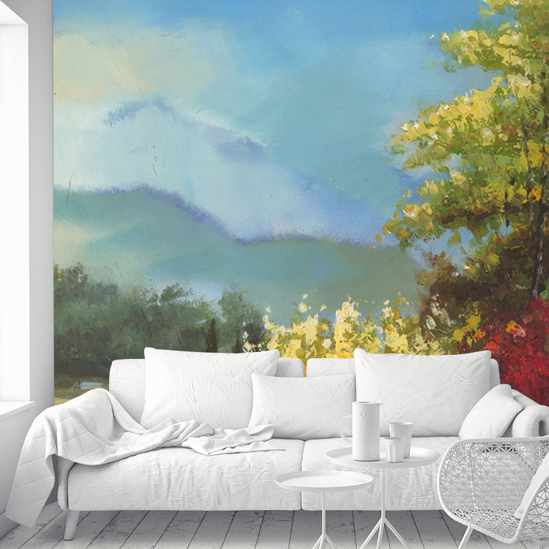 Watercolor Scenery Wall Paper Murals Classic Smooth Textured Wall Art in Red-Blue-Green Clearhalo 'Wall Decor' 'Wall Mural' 1170983