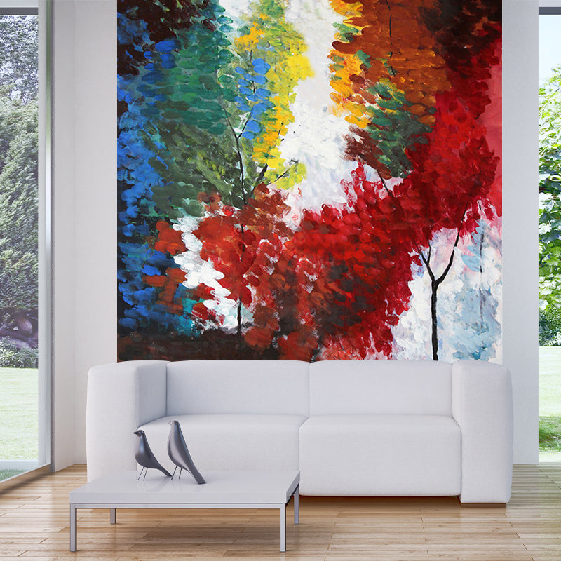 Full Size Art Wall Murals Classic Shrubs Painting Wall Covering in Red-Blue-Green Red-Blue-Green Clearhalo 'Wall Decor' 'Wall Mural' 1170987