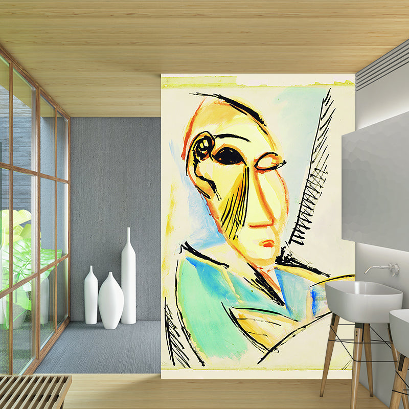 Custom Picasso Painting Wall Murals Classic Head of the Medical Student Wall Decor in Yellow-Green Clearhalo 'Wall Decor' 'Wall Mural' 1171063