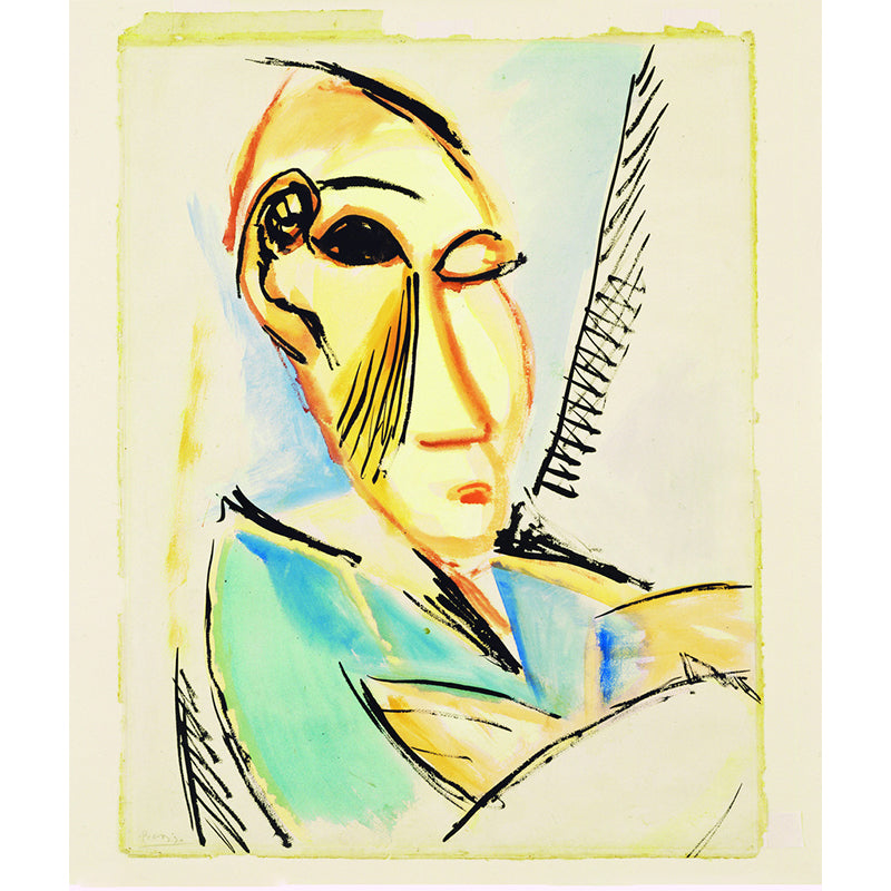 Custom Picasso Painting Wall Murals Classic Head of the Medical Student Wall Decor in Yellow-Green Clearhalo 'Wall Decor' 'Wall Mural' 1171065