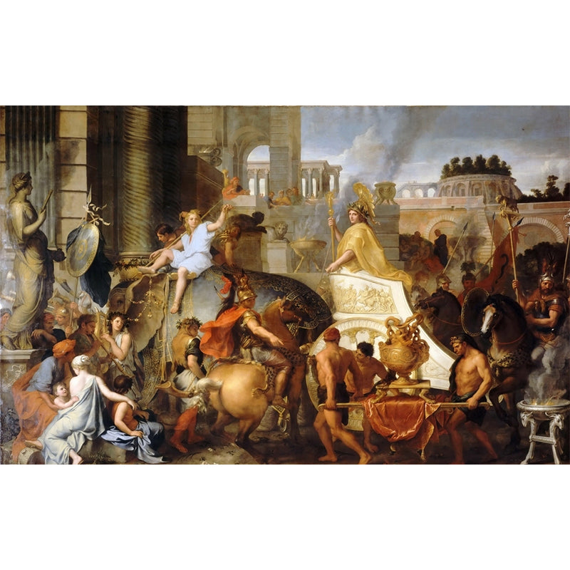 Vintage Alexander Entering Babylon Mural Brown Living Room Wall Covering, Made to Measure Clearhalo 'Wall Decor' 'Wall Mural' 1171175