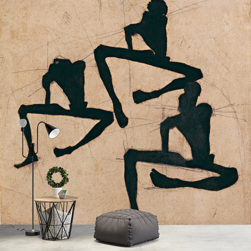 Custom Classic Wall Mural Black-Brown Composition with Three Male Nudes Wall Decor Clearhalo 'Wall Decor' 'Wall Mural' 1171293