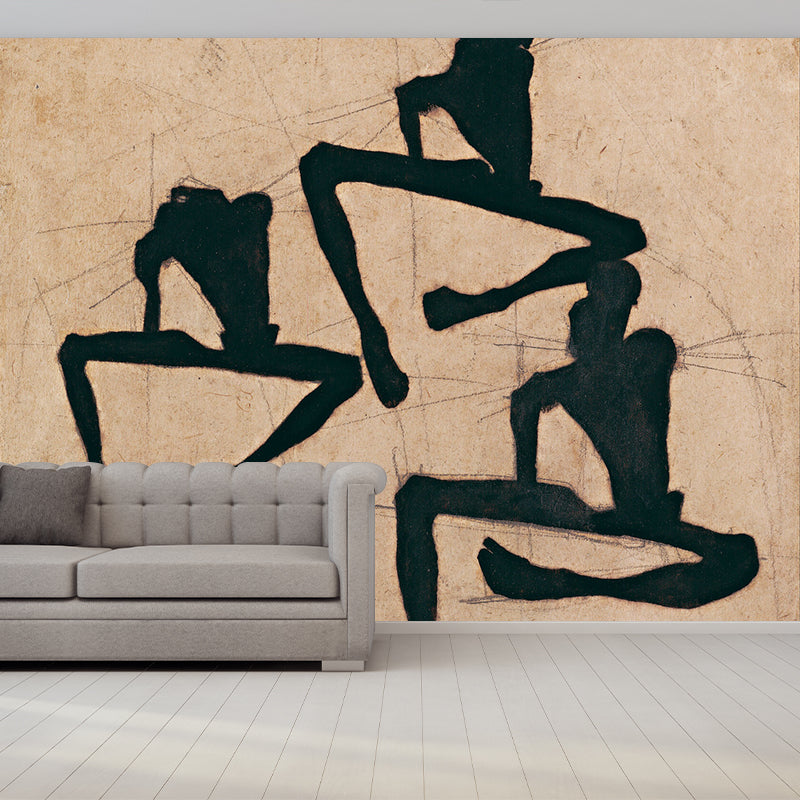 Custom Classic Wall Mural Black-Brown Composition with Three Male Nudes Wall Decor Clearhalo 'Wall Decor' 'Wall Mural' 1171294