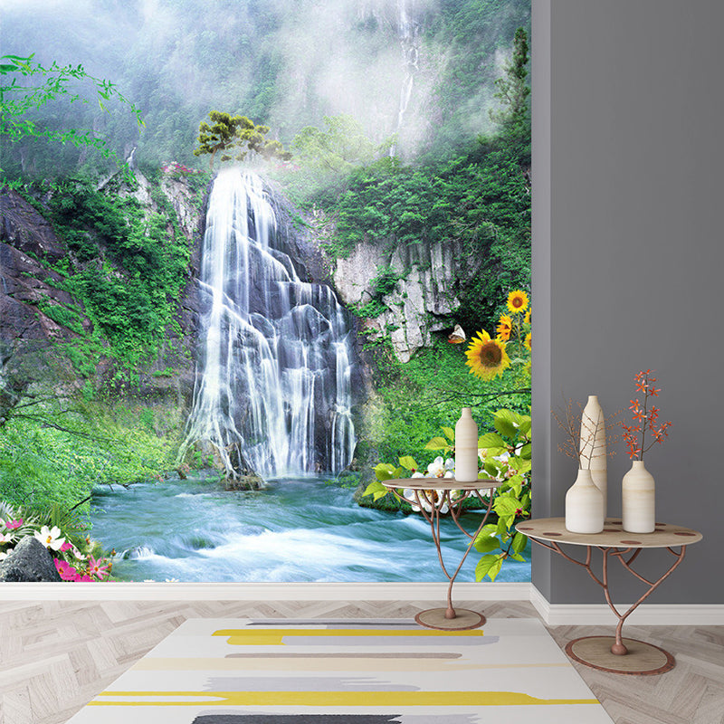 Photography Waterfall Mural Wallpaper Customized Wall Covering for Bedroom, Size Optional Clearhalo 'Wall Decor' 'Wall Mural' 1171308