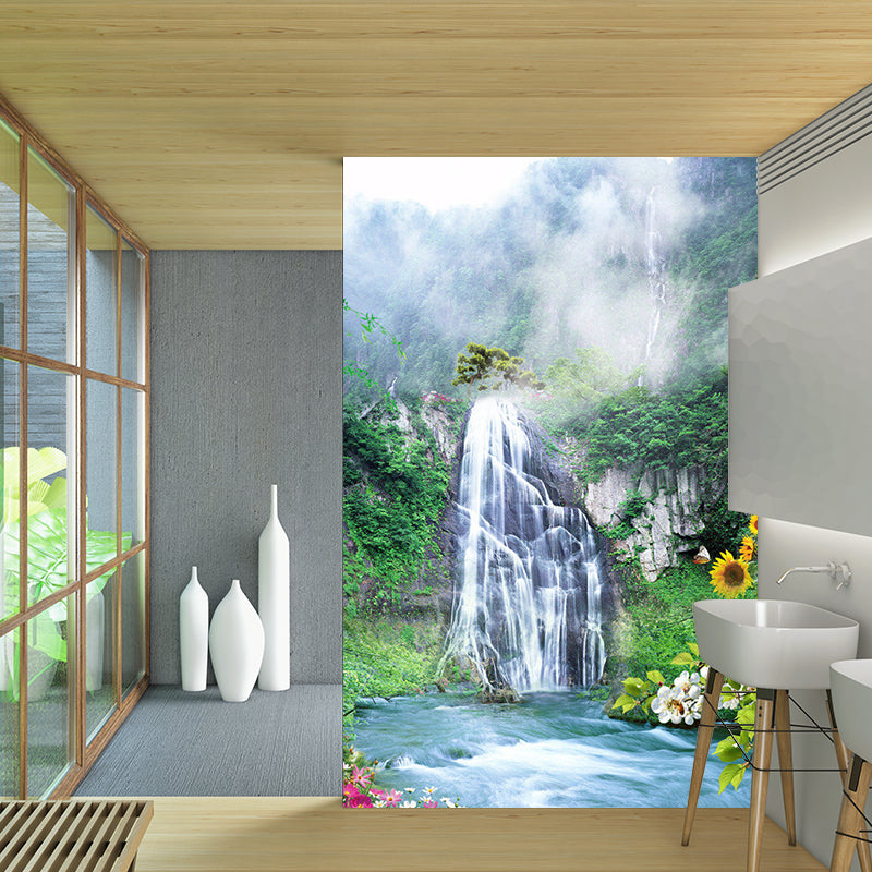 Photography Waterfall Mural Wallpaper Customized Wall Covering for Bedroom, Size Optional Clearhalo 'Wall Decor' 'Wall Mural' 1171309